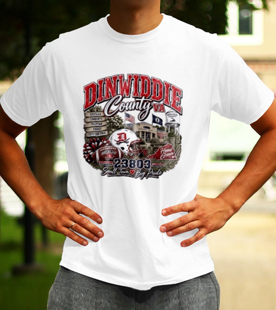 Dinwiddie County VA Generals South Side Strong 23803 Small Town Big Pride Home Grown Football Helmet Community Tradition Family T-Shirt