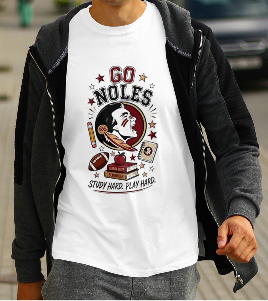 Go Noles Florida State Seminoles Study Hard Play Hard T-Shirt
