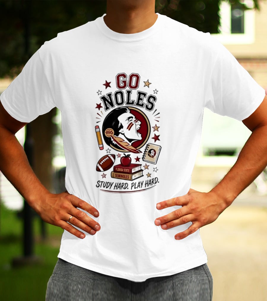 Go Noles Florida State Seminoles Study Hard Play Hard T-Shirt