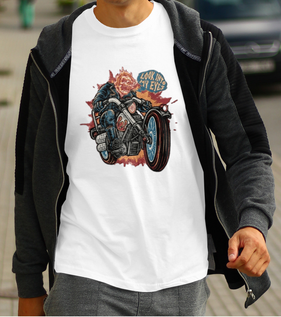 Ghost Rider Look Into My Eyes Marvel Comics Motorcycle Spirit Of Vengeance T-Shirt
