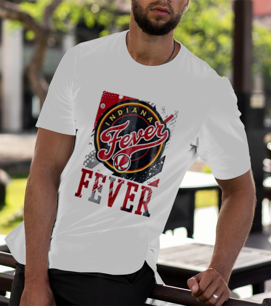 Indiana Fever WNBA Distressed Paint Splatter Basketball Logo Fever T-Shirt