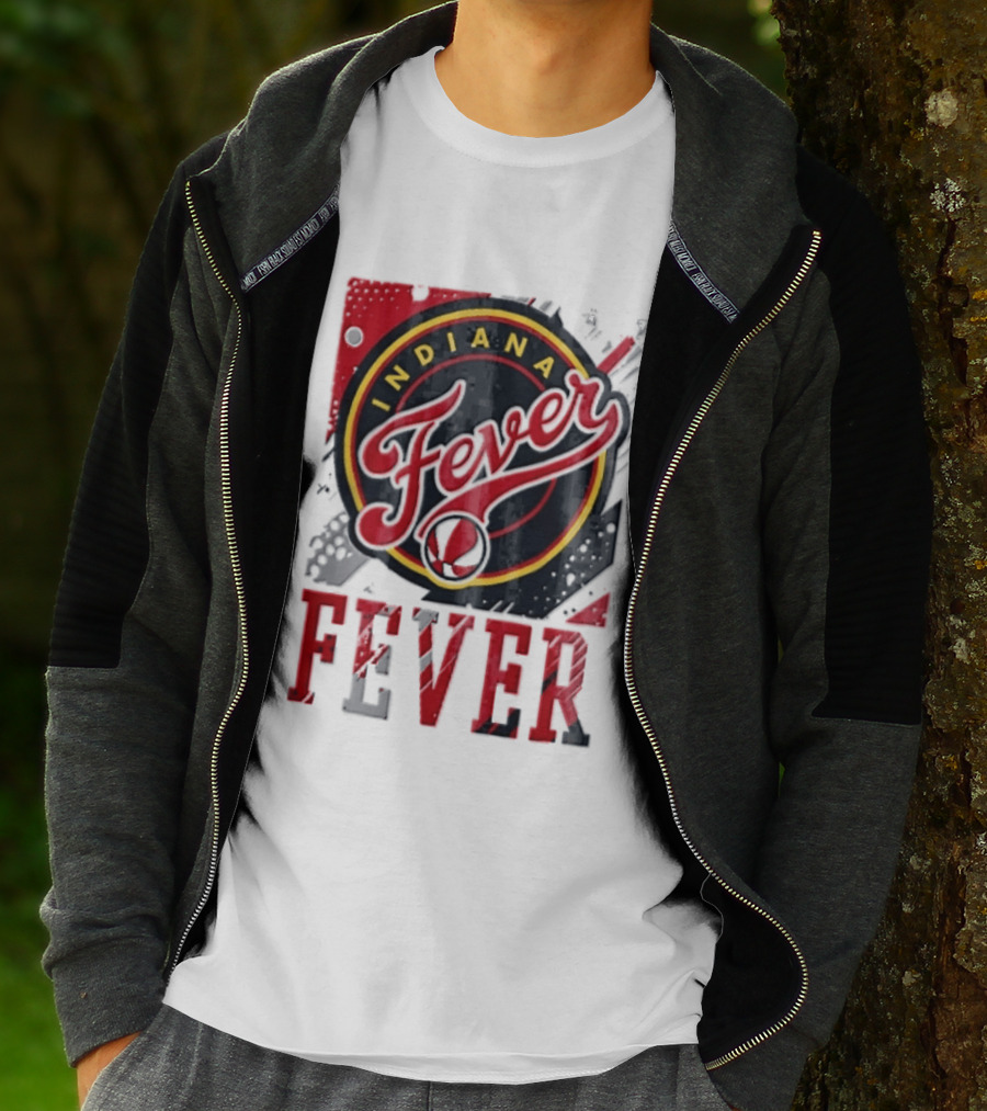 Indiana Fever WNBA Distressed Paint Splatter Basketball Logo Fever T-Shirt