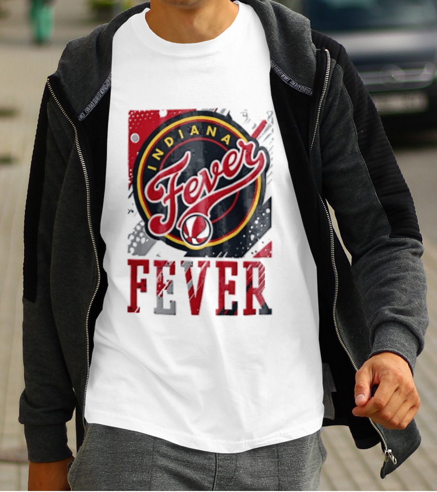 Indiana Fever WNBA Distressed Paint Splatter Basketball Logo Fever T-Shirt