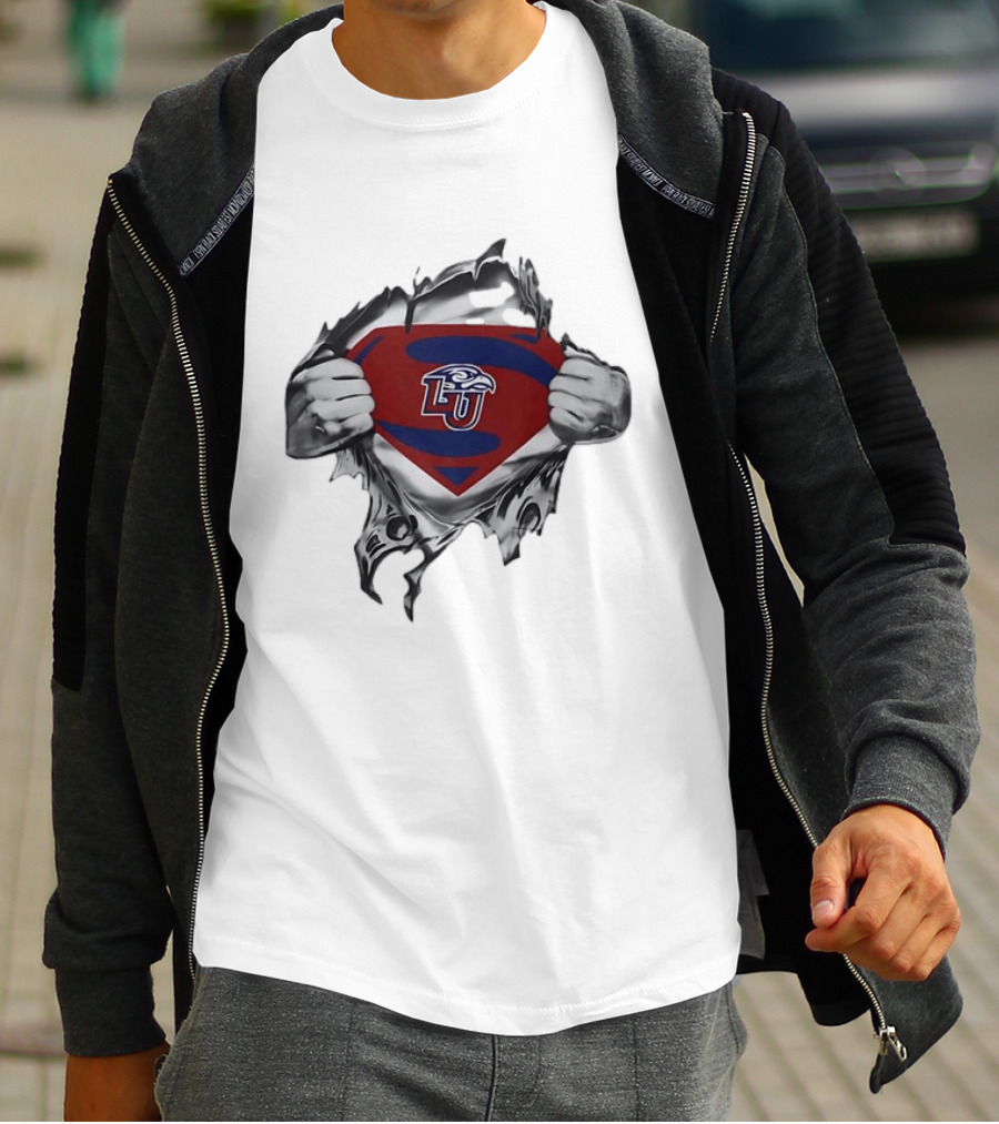 Liberty University Flames LU Superman Chest Reveal T-Shirt