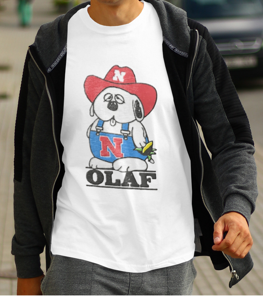 Olaf Nebraska Cornhuskers N Logo Cowboy Hat Cartoon T-Shirt