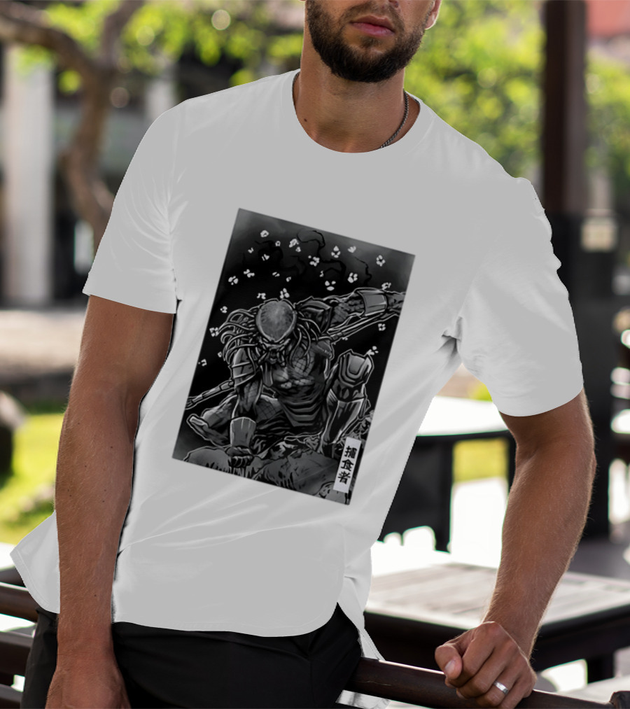 Predator Japanese Kanji Ink Sci Fi Alien Manga T-Shirt