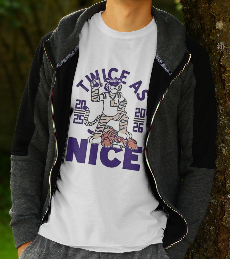 LSU Tigers Twice As Nice 2025 2026 Tiger Mascot Football T-Shirt