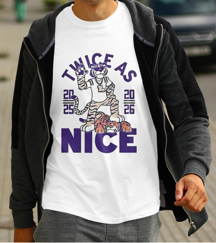 LSU Tigers Twice As Nice 2025 2026 Tiger Mascot Football T-Shirt