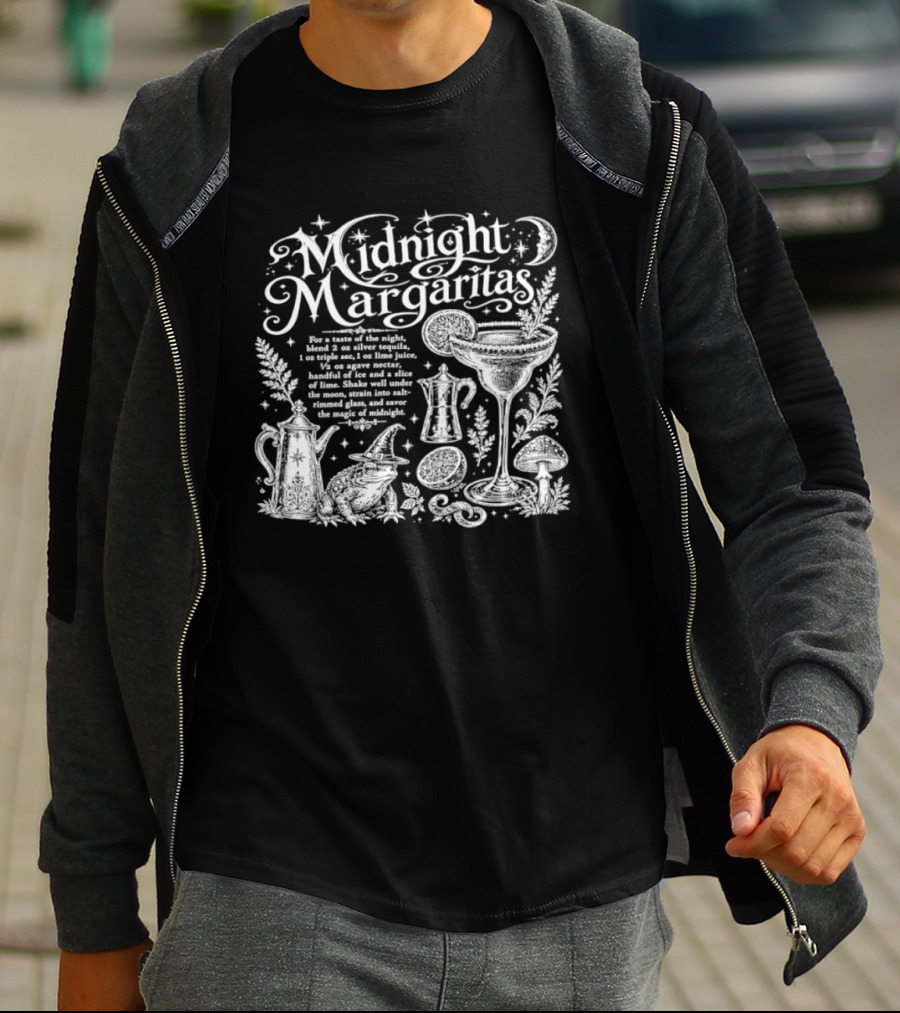 Midnight Margaritas Recipe With Witchy Cocktail Elements And Moon Stars T-Shirt
