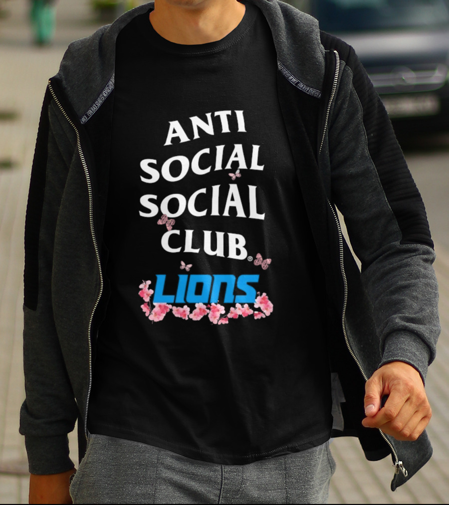 Anti Social Social Club Detroit Lions Floral Butterfly T-Shirt