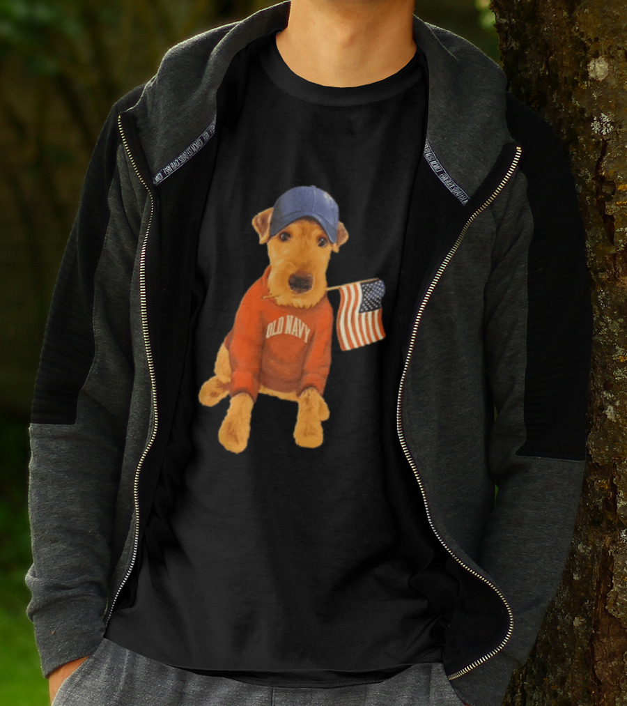 Old Navy Terrier Dog Baseball Cap American Flag T-Shirt