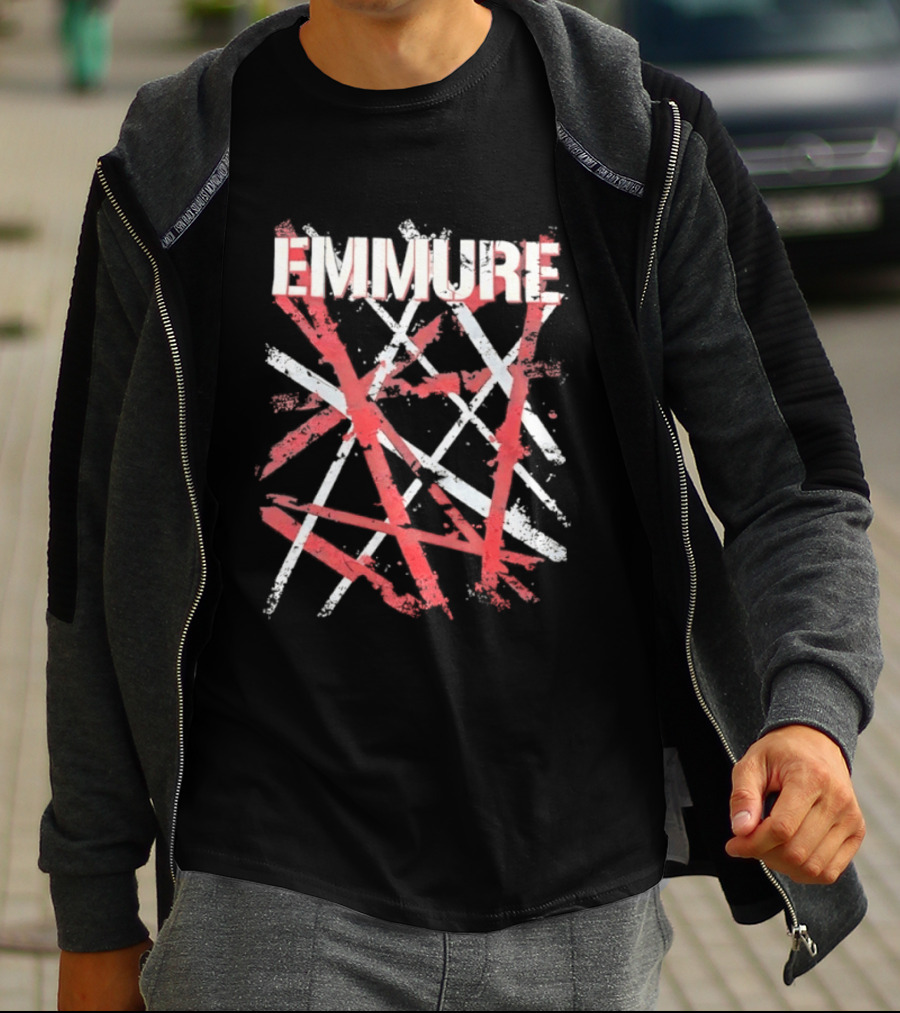 Emmure Distressed Metalcore Deathcore Red White Abstract T-Shirt