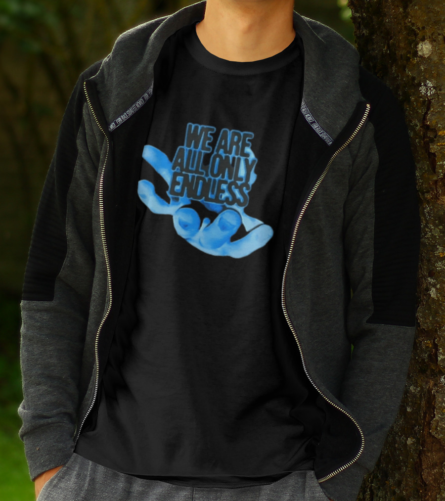 We Are All Only Endless Blue Glowing Open Hand Halftone T-Shirt
