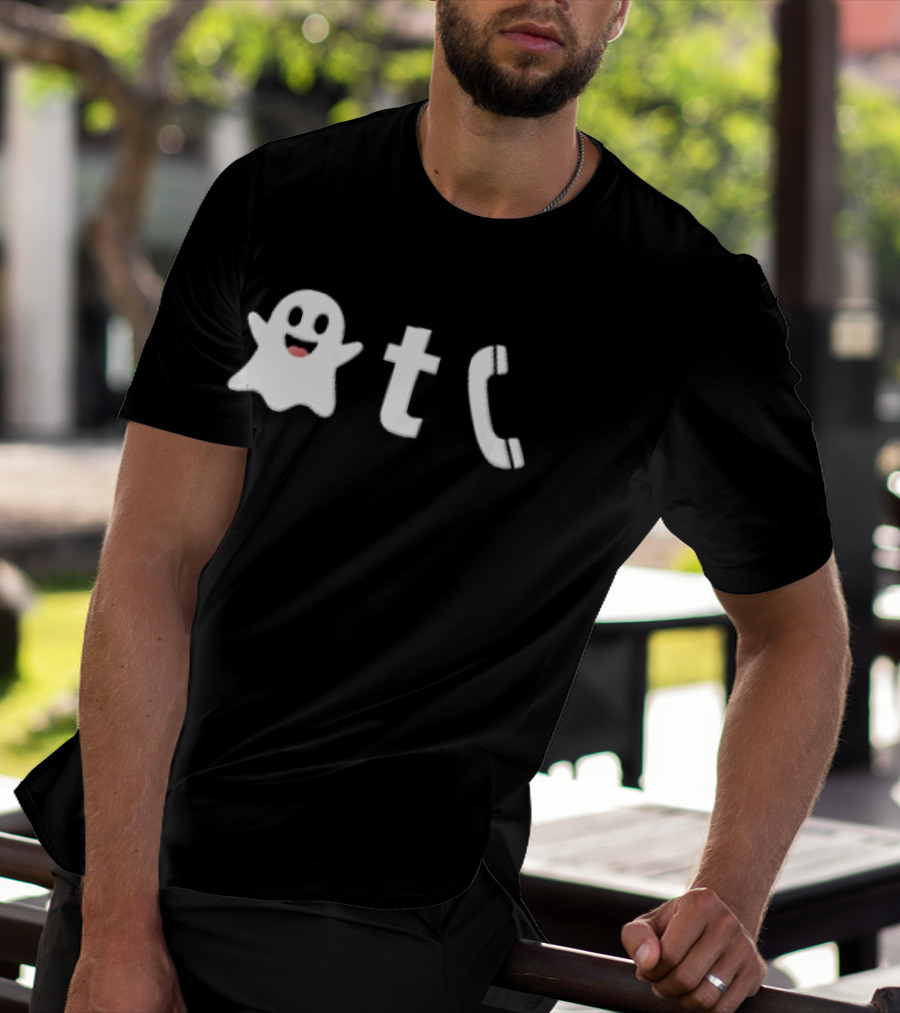 Ghost Emoji Phone Handset Icon White T-Shirt