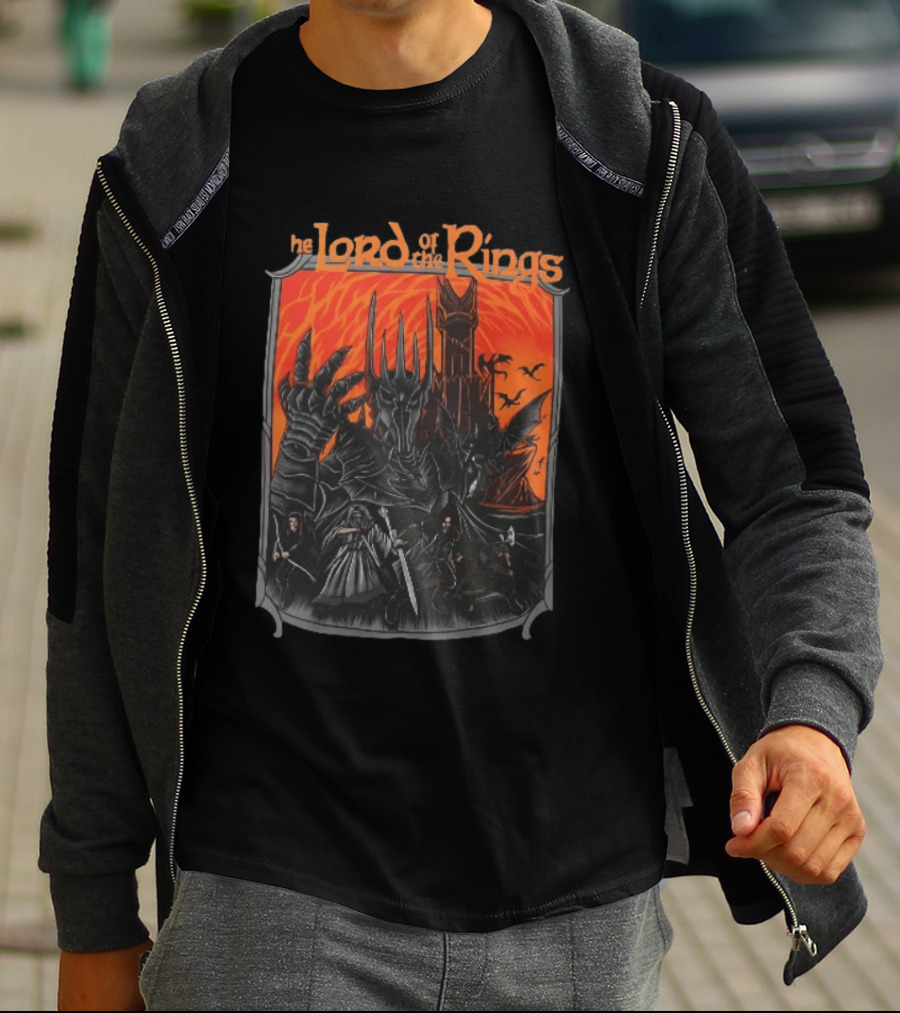 The Lord Of The Rings Sauron Aragorn Legolas Gandalf Gimli Fellowship Movie T-Shirt