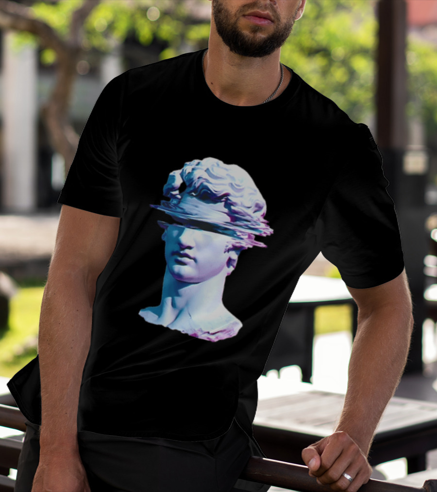 You Are Not Forgotten Classical Statue Bust Glitch Wave Distortion David Vaporwave Aesthetic T-Shirt