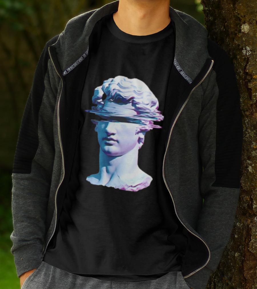 You Are Not Forgotten Classical Statue Bust Glitch Wave Distortion David Vaporwave Aesthetic T-Shirt