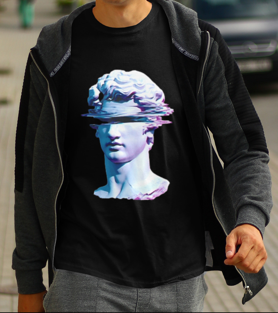 You Are Not Forgotten Classical Statue Bust Glitch Wave Distortion David Vaporwave Aesthetic T-Shirt