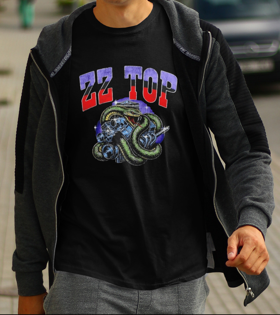 ZZ Top Snake And Engine Classic Rock Band T-Shirt