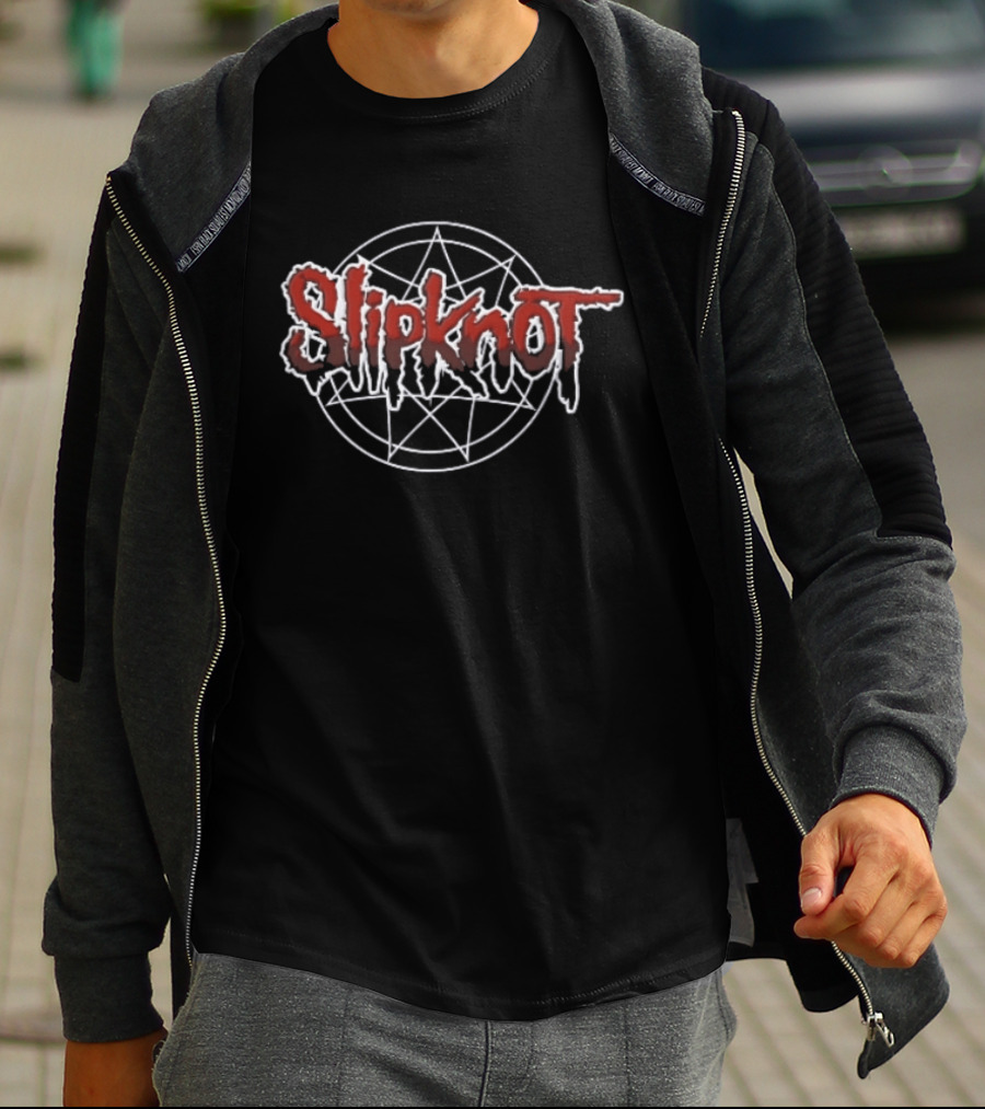 Slipknot Crimson Dripping Lettering With White Nonagram T-Shirt