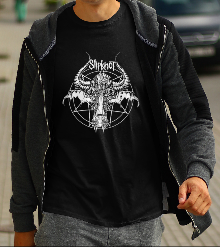 Slipknot Nonagram Horned Animal Skull T-Shirt