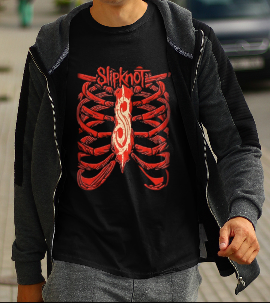 Slipknot Red Skeletal Ribcage Bones Tribal S Sternum Line T-Shirt