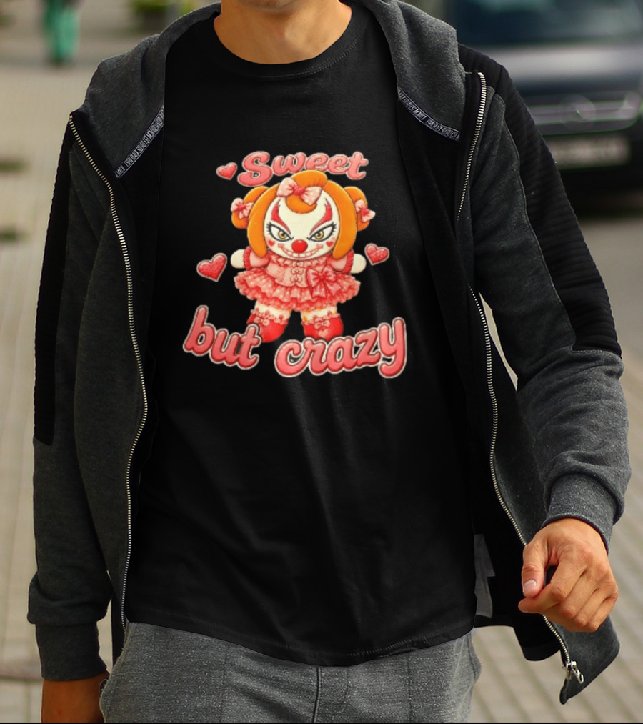 Sweet But Crazy Evil Harlequin Clown Doll Hearts T-Shirt