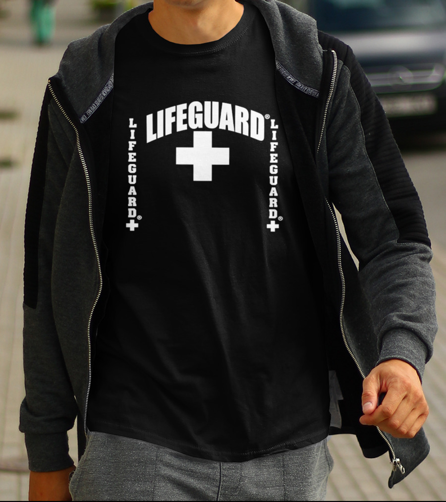 Lifeguard Cross Lifeguard Text Professional Water Safety Beach Patrol T-Shirt