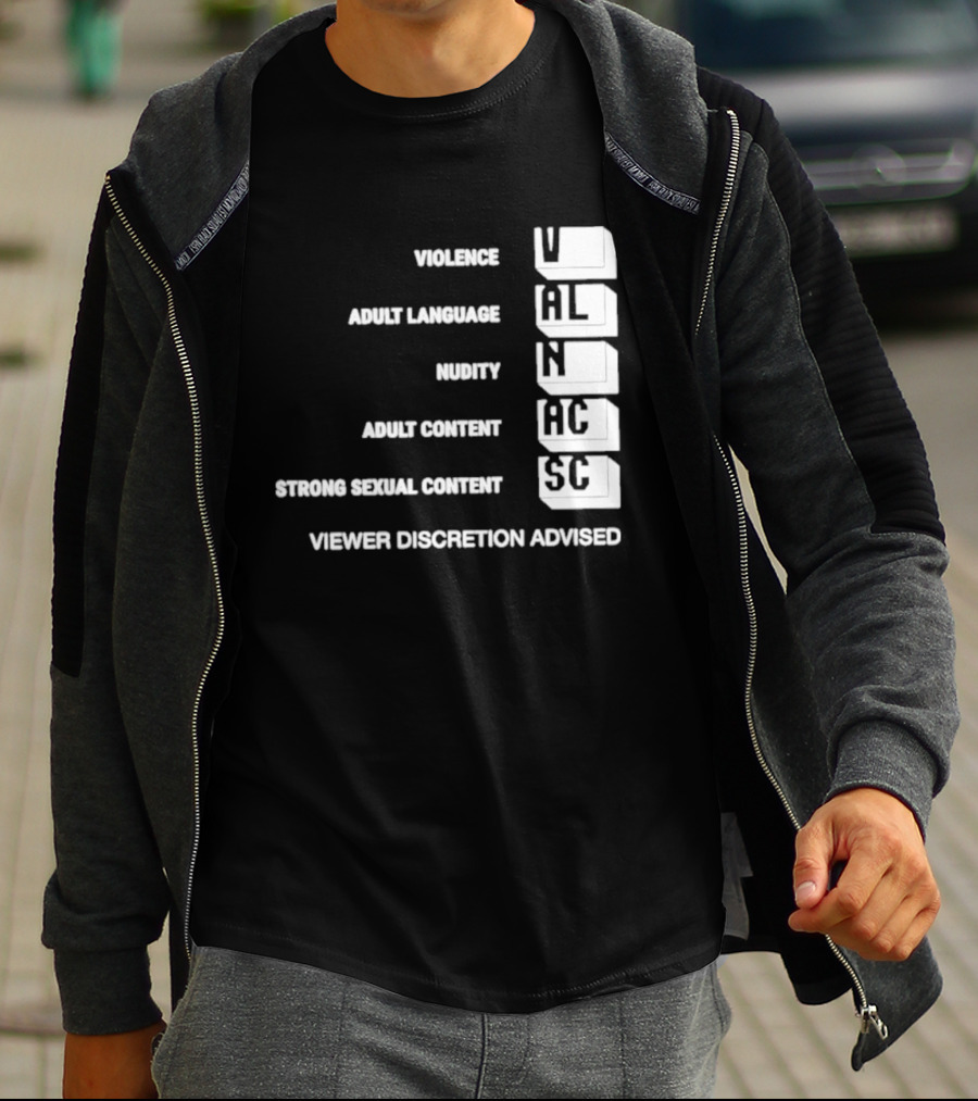 Viewer Discretion Advised Violence Adult Language Nudity Sexual Content T-Shirt