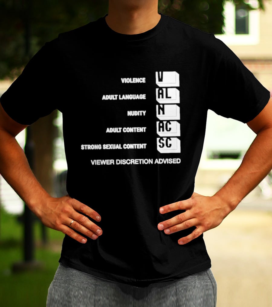 Viewer Discretion Advised Violence Adult Language Nudity Sexual Content T-Shirt