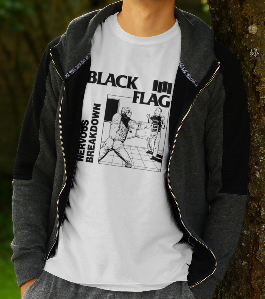 Black Flag Nervous Breakdown Punk Rock Band Iconic Album Cover T-Shirt