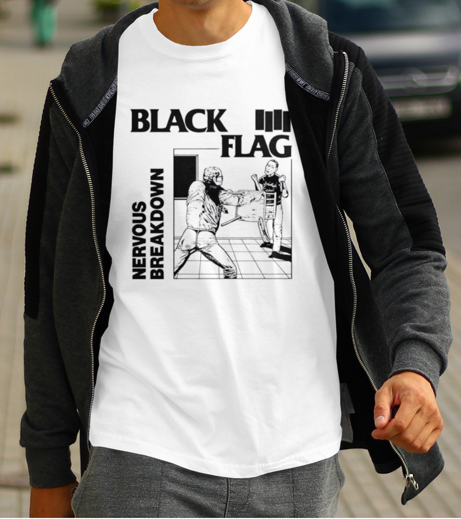 Black Flag Nervous Breakdown Punk Rock Band Iconic Album Cover T-Shirt