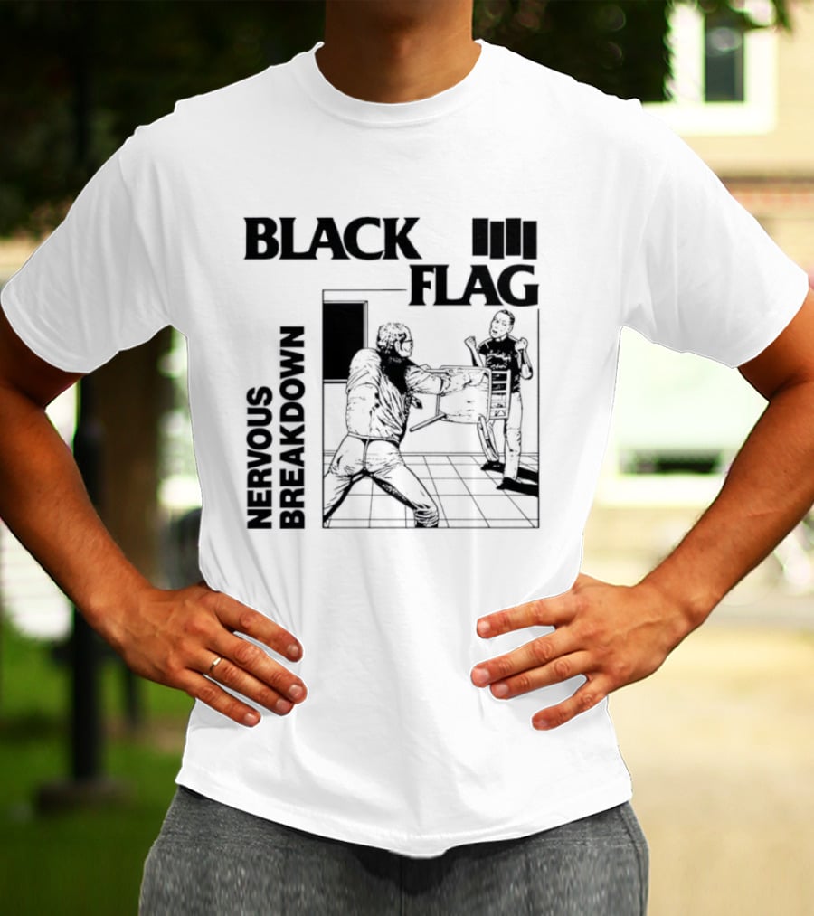 Black Flag Nervous Breakdown Punk Rock Band Iconic Album Cover T-Shirt