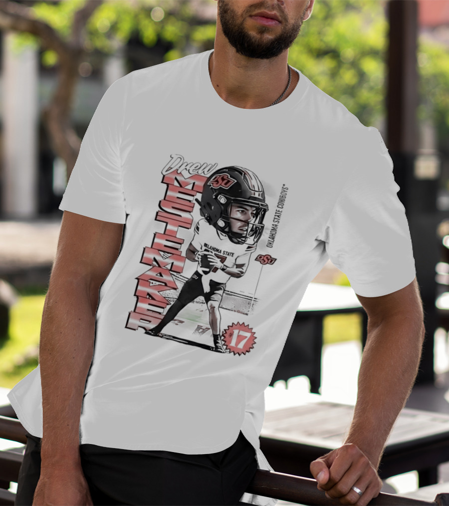 Drew Mestemaker 17 Oklahoma State Cowboys OSU Football T-Shirt