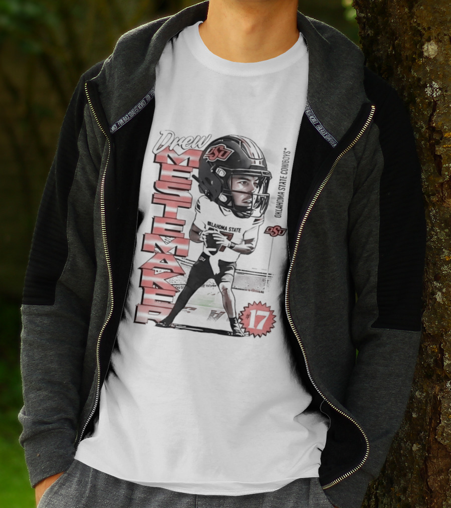 Drew Mestemaker 17 Oklahoma State Cowboys OSU Football T-Shirt