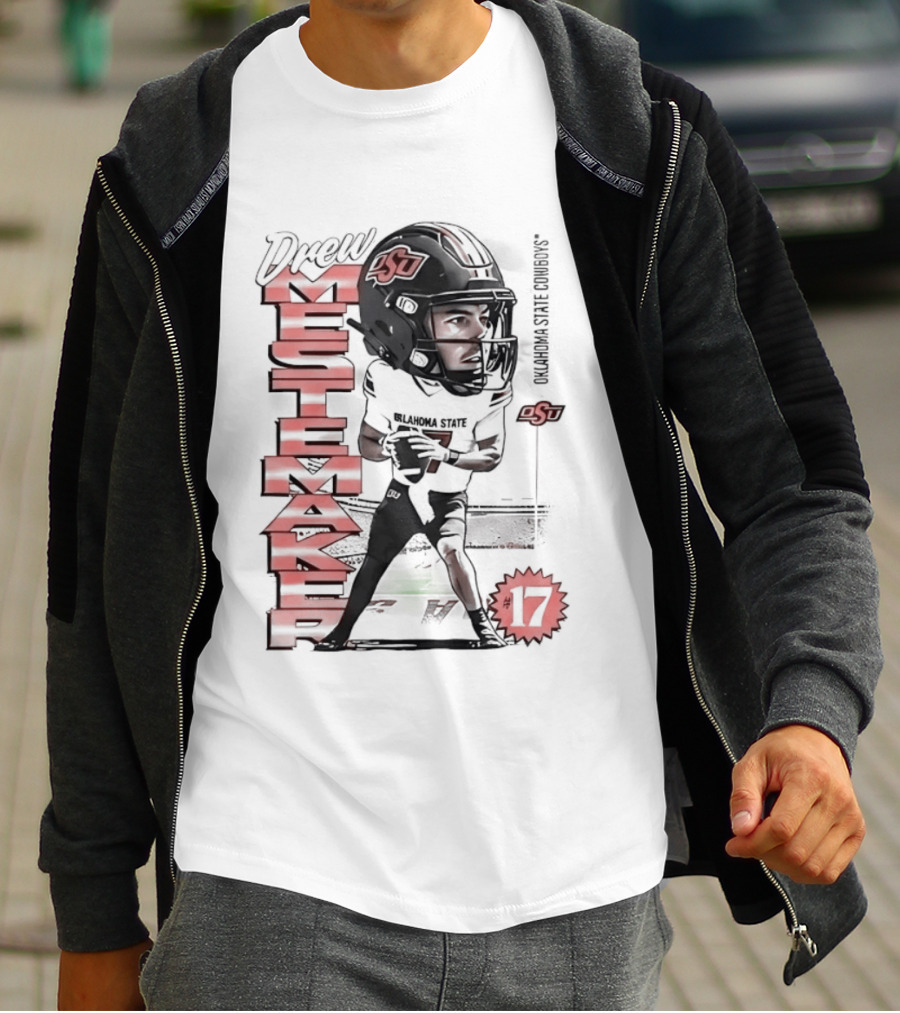 Drew Mestemaker 17 Oklahoma State Cowboys OSU Football T-Shirt