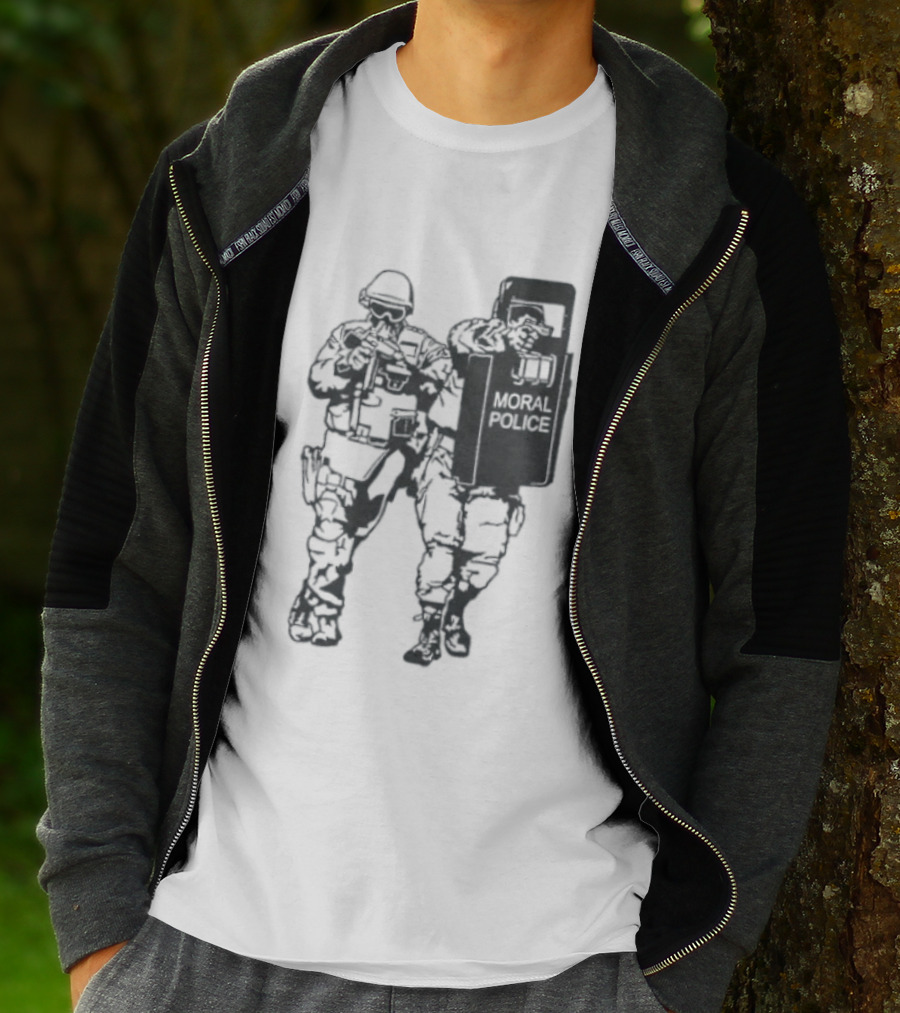 Moral Police Tactical Squad Satire Riot Gear Pose T-Shirt