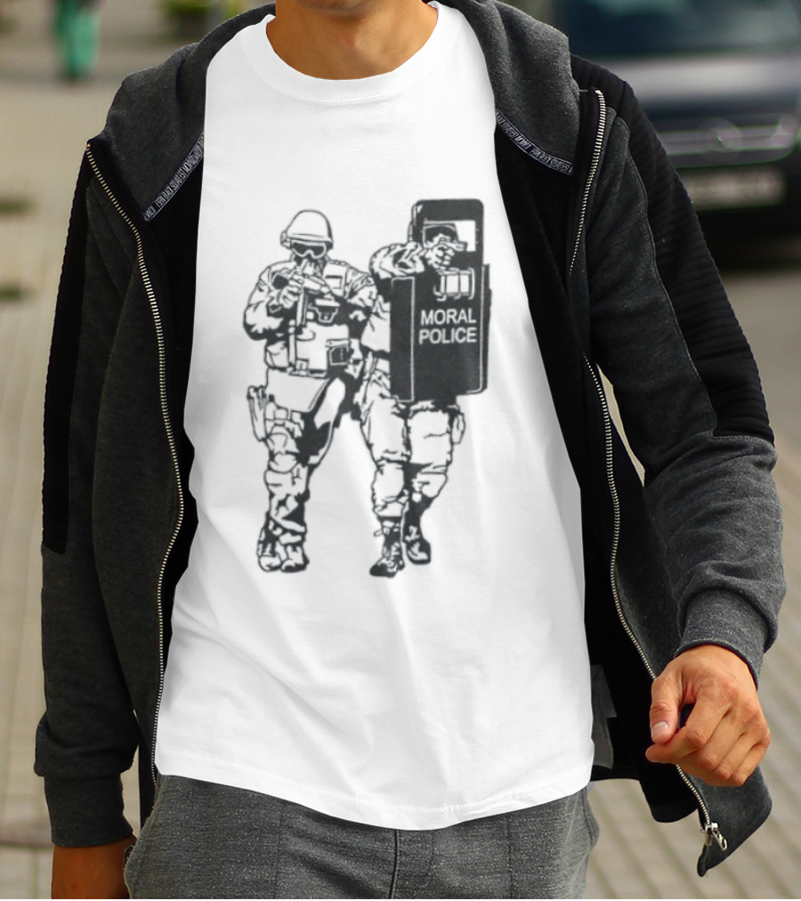 Moral Police Tactical Squad Satire Riot Gear Pose T-Shirt