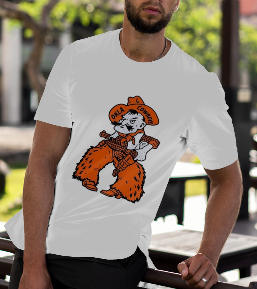 Oklahoma Cowboys Pistol Pete Orange Cowboy T-Shirt