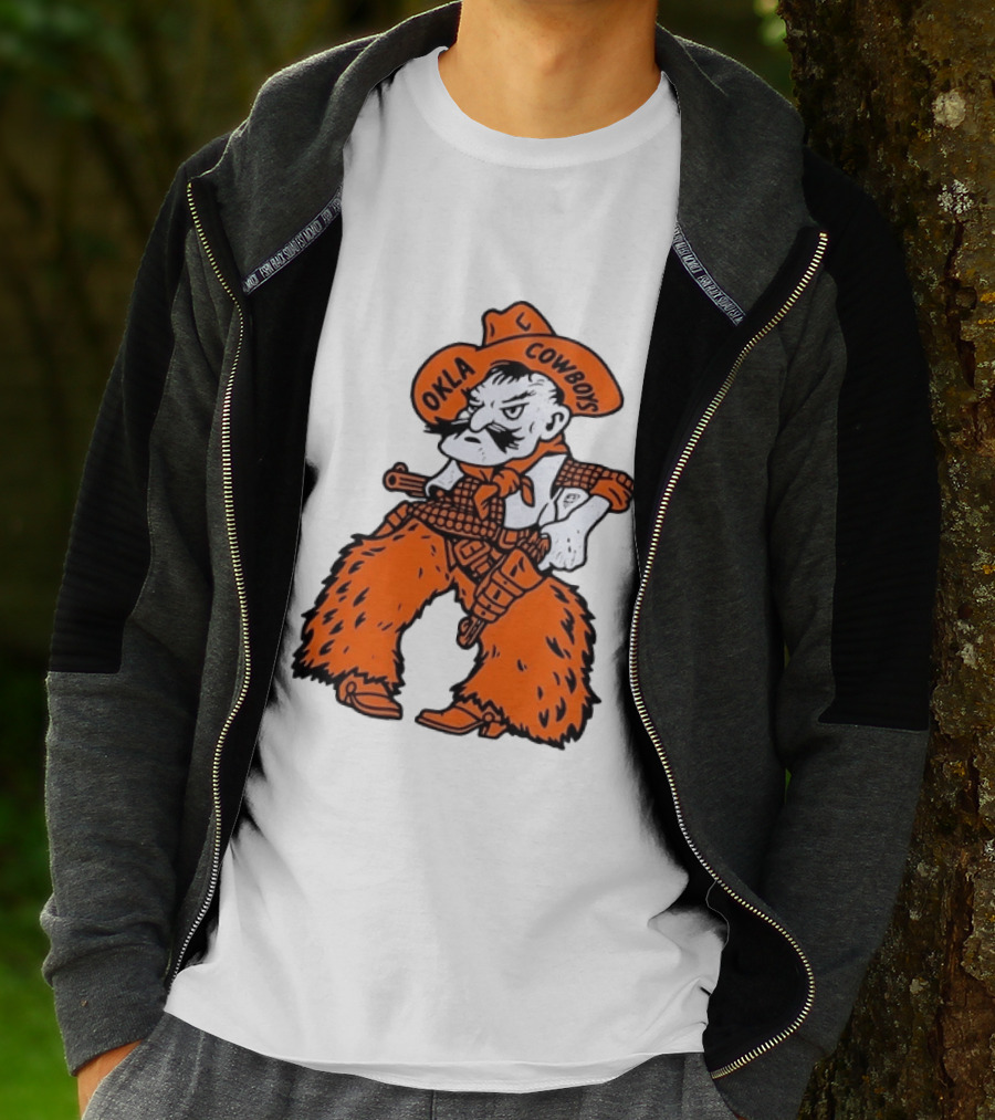 Oklahoma Cowboys Pistol Pete Orange Cowboy T-Shirt
