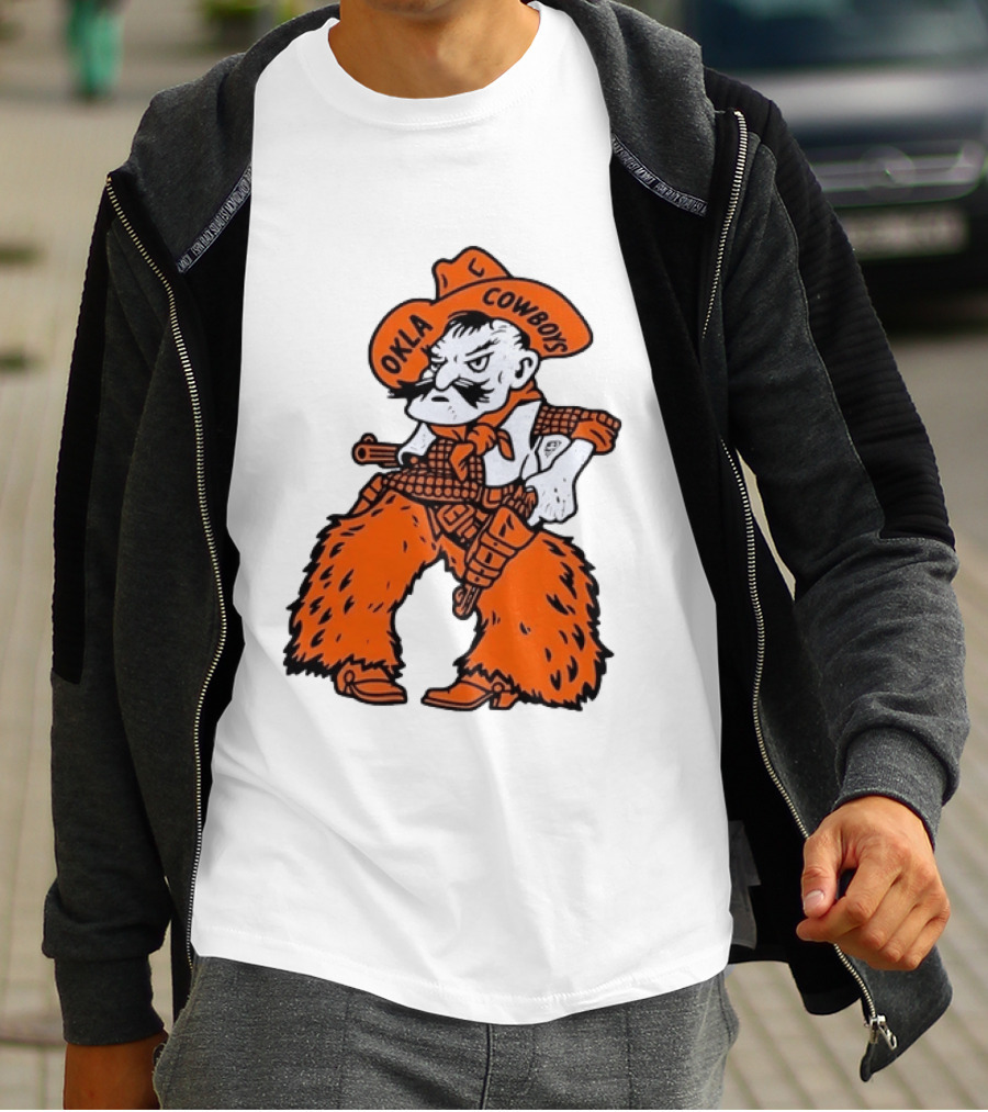 Oklahoma Cowboys Pistol Pete Orange Cowboy T-Shirt
