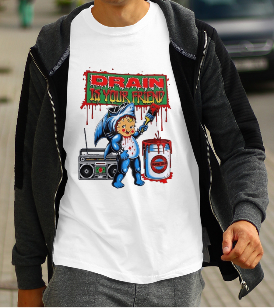 Santa Cruz Drain Is Your Friend Shark Baby Boombox T-Shirt