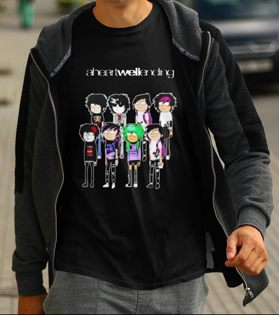 A Heart Well Ending Emo Cartoon Characters With Unique Hairstyles T-Shirt