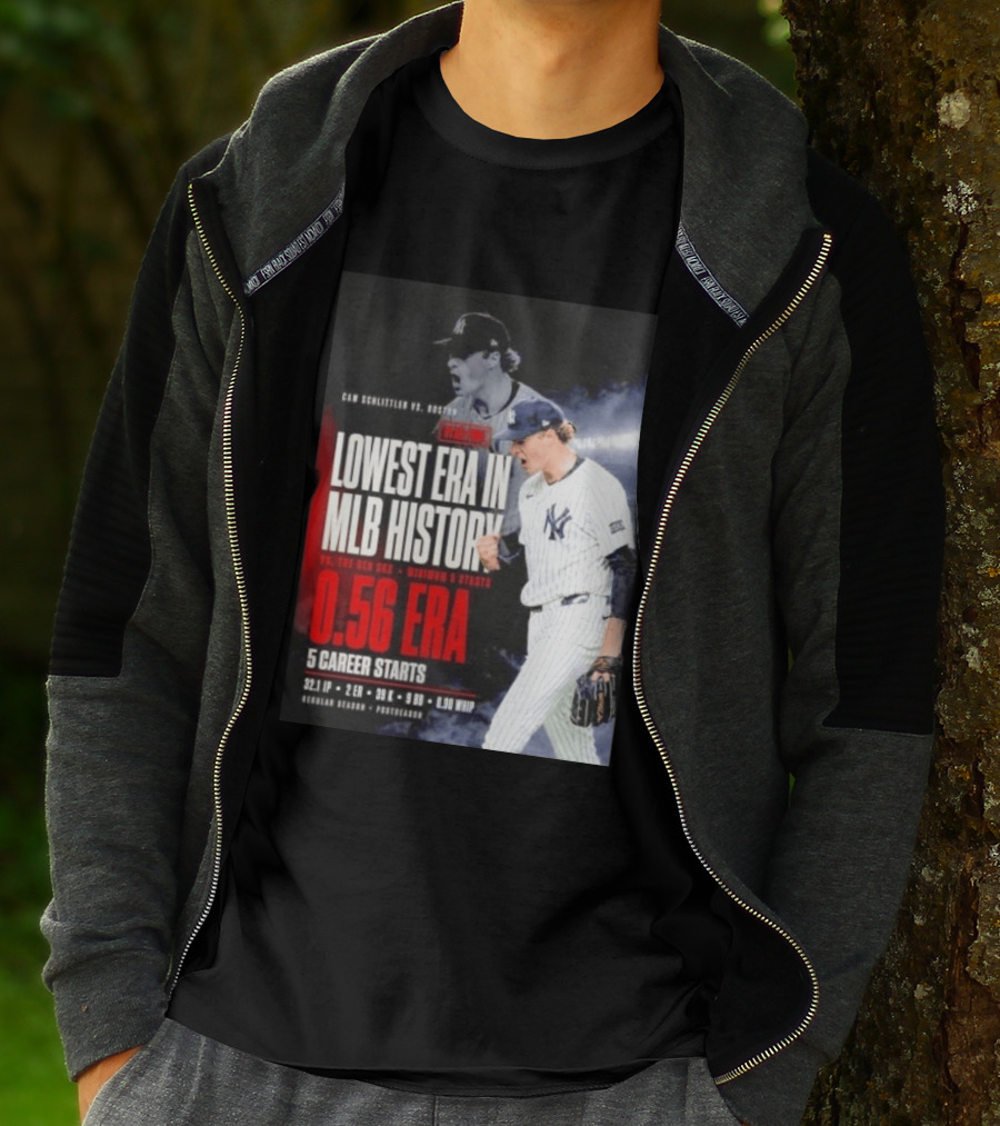 Cam Schlittler Vs Red Sox Lowest ERA MLB History 0.56 ERA Yankees Performance T-Shirt