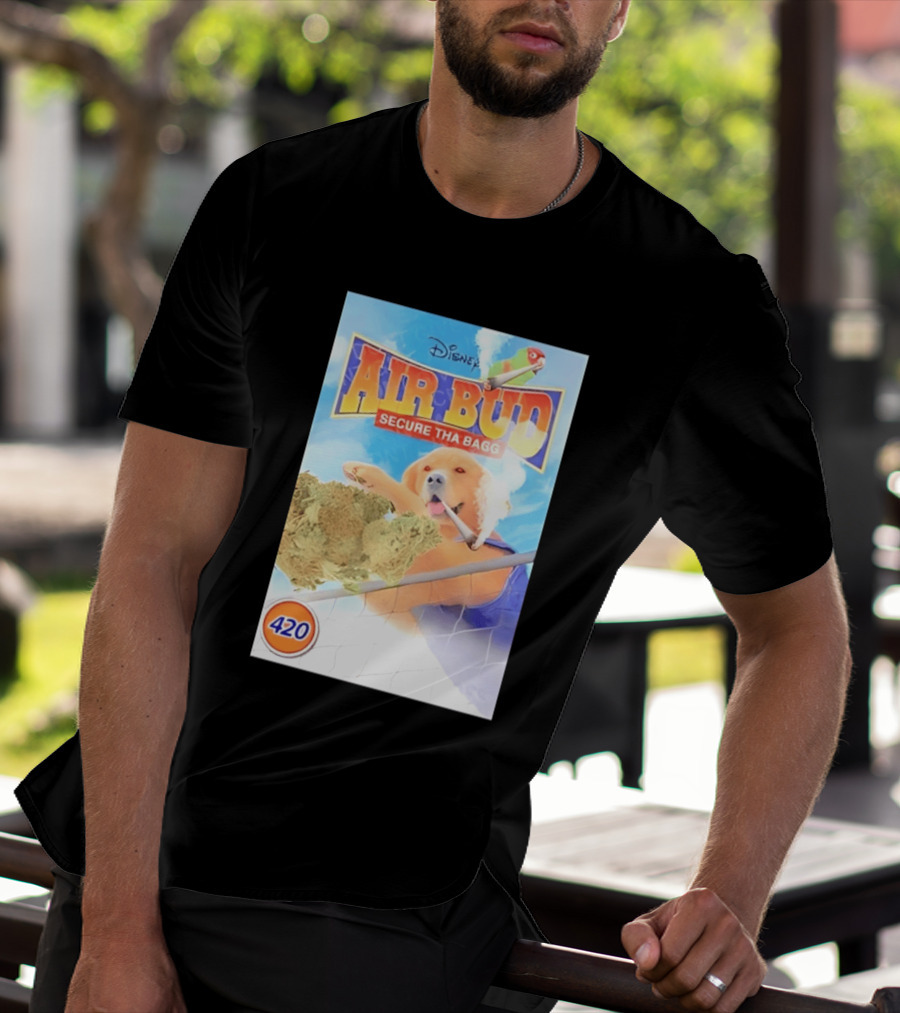 Disney Air Bud Secure Tha Bagg 420 Meme Basketball Dog Smoking T-Shirt