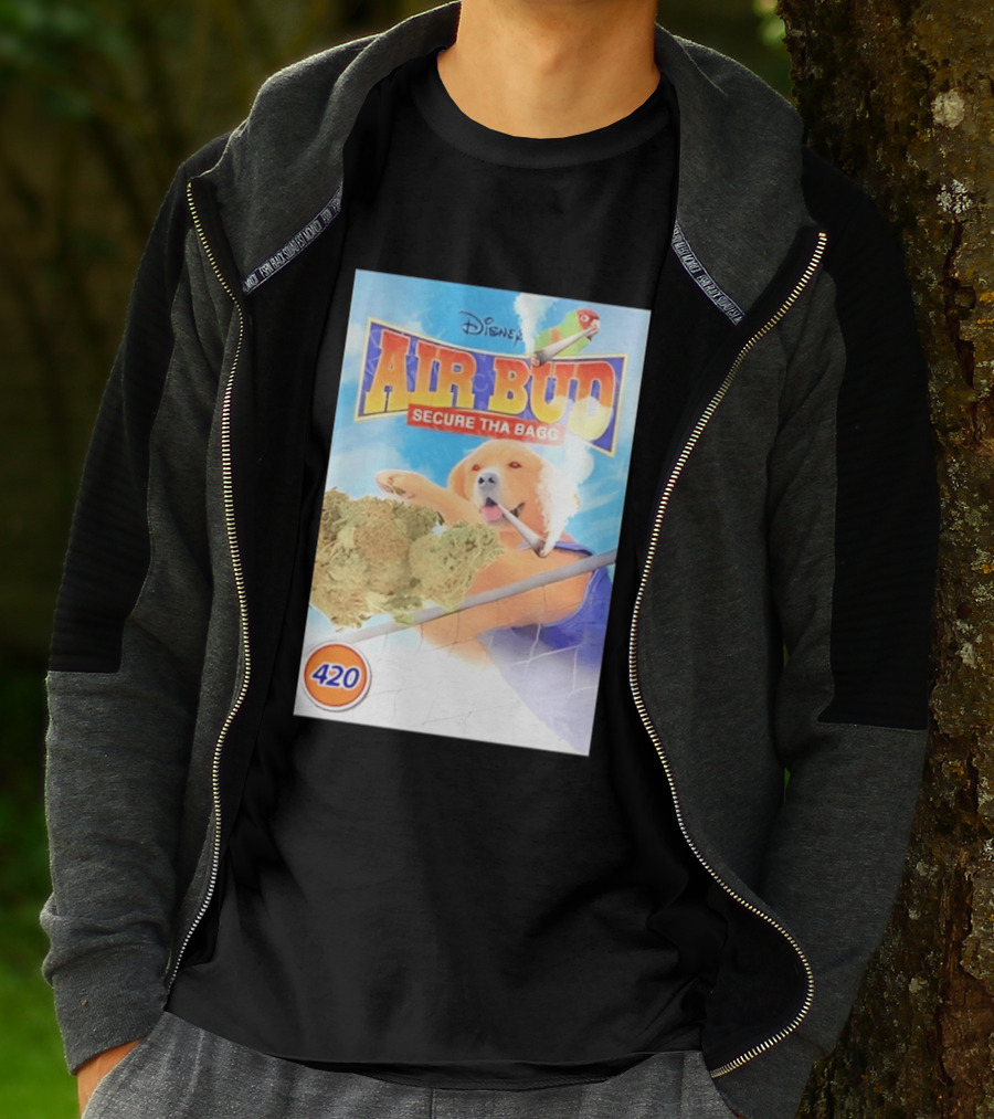 Disney Air Bud Secure Tha Bagg 420 Meme Basketball Dog Smoking T-Shirt
