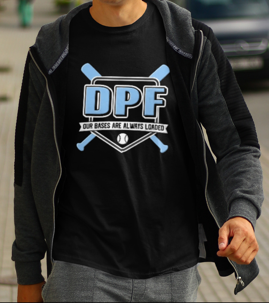 DPF Our Bases Are Loaded Crossed Bats Home Plate Shield T-Shirt
