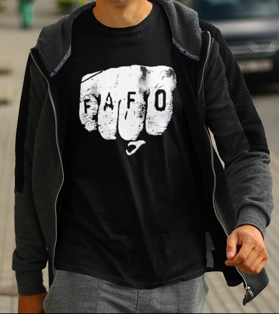 FAFO Distressed Clenched Fist Knuckle Punch Black And White T-Shirt