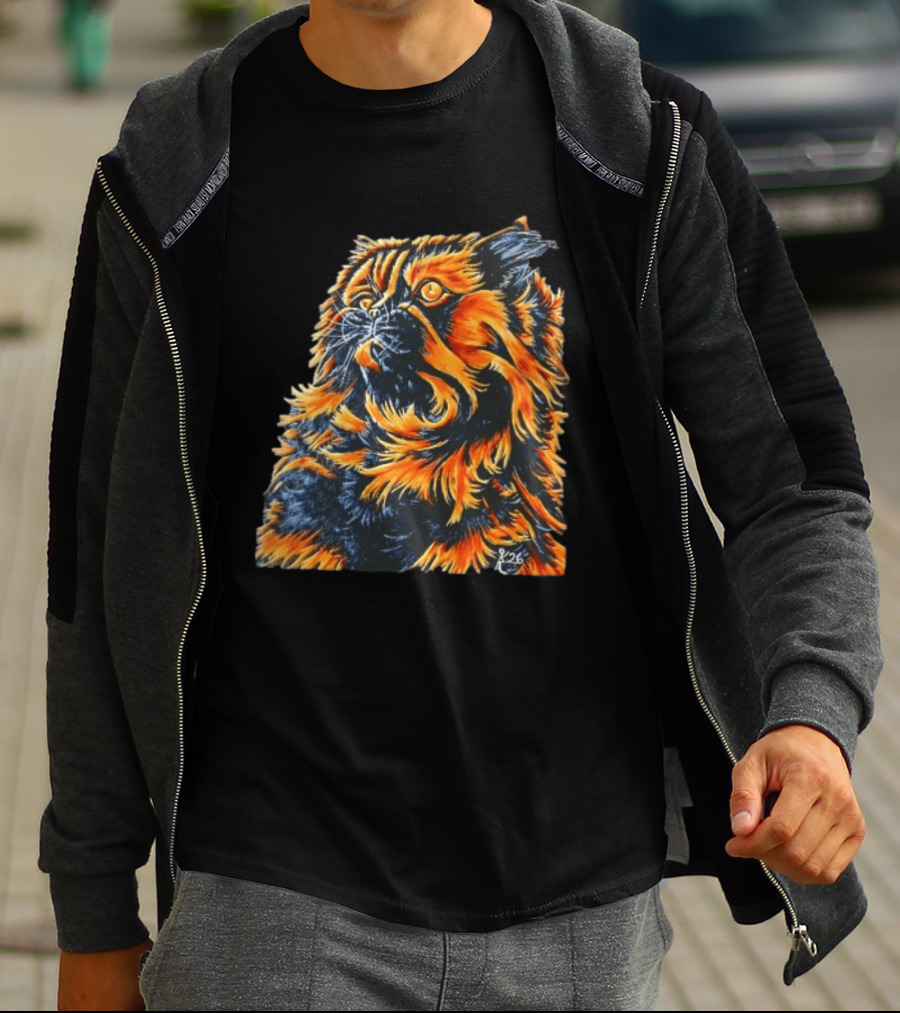Fluffy Orange Black Tortoiseshell Persian Cat Painting 8/26 T-Shirt