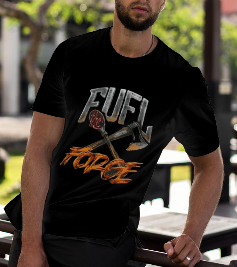Fuel Forge Crossed Bloody Spoon Axe Flames T-Shirt
